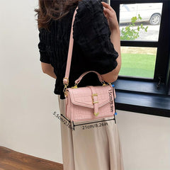 Stone Pattern Crossbody Satchel Bag PU Leather Textured Bag