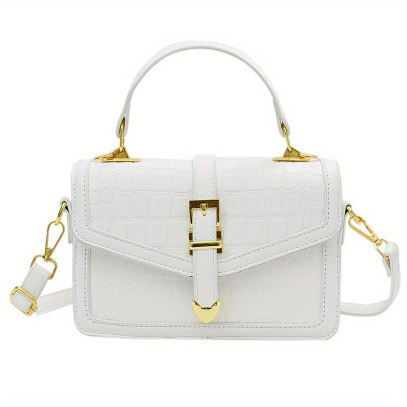 Stone Pattern Crossbody Satchel Bag PU Leather Textured Bag