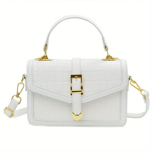 Stone Pattern Crossbody Satchel Bag PU Leather Textured Bag