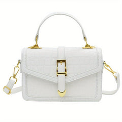 Stone Pattern Crossbody Satchel Bag PU Leather Textured Bag