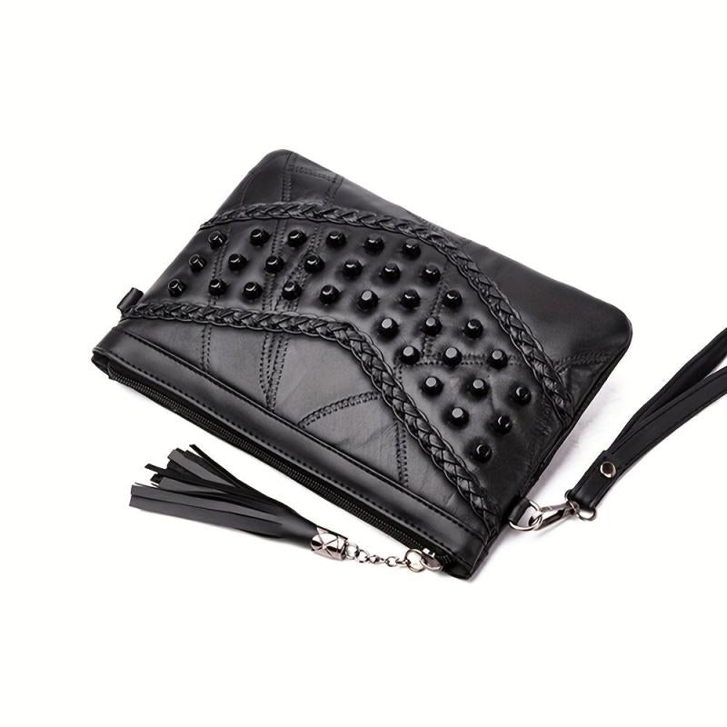 Studded Decor Crossbody Bag Gothic Shoulder Bag Wrist Clutch Purse