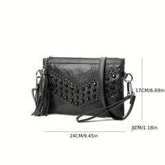 Studded Decor Crossbody Bag Gothic Shoulder Bag Wrist Clutch Purse