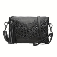 Studded Decor Crossbody Bag Gothic Shoulder Bag Wrist Clutch Purse