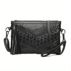 Studded Decor Crossbody Bag Gothic Shoulder Bag Wrist Clutch Purse