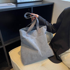 Large Capacity Corduroy Tote Shoulder Bag with Zipper