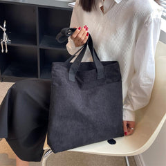 Large Capacity Corduroy Tote Shoulder Bag with Zipper