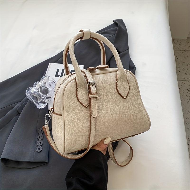 Top Handle Satchel Crossbody Bag PU Leather Textured Bag Purse