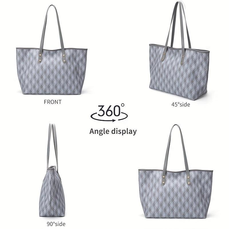 Geometric Pattern Tote Bag Large Capacity Shoulder Bag Classic Work Bag