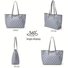 Geometric Pattern Tote Bag Large Capacity Shoulder Bag Classic Work Bag
