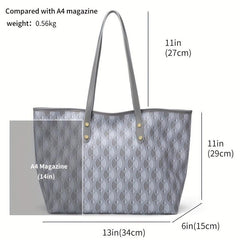 Geometric Pattern Tote Bag Large Capacity Shoulder Bag Classic Work Bag