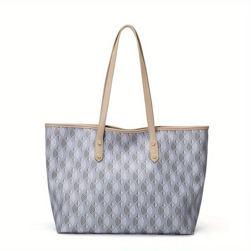 Geometric Pattern Tote Bag Large Capacity Shoulder Bag Classic Work Bag