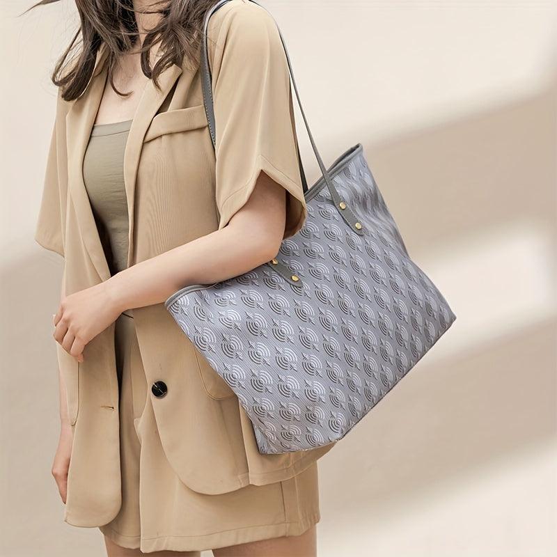 Geometric Pattern Tote Bag Large Capacity Shoulder Bag Classic Work Bag