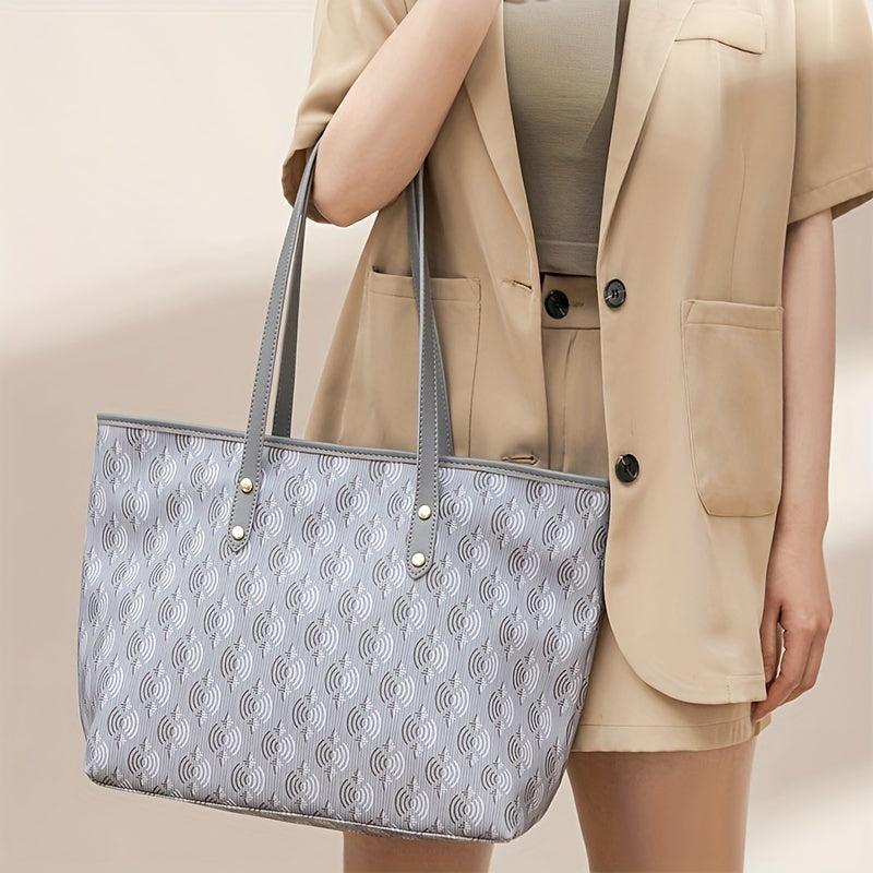 Geometric Pattern Tote Bag Large Capacity Shoulder Bag Classic Work Bag