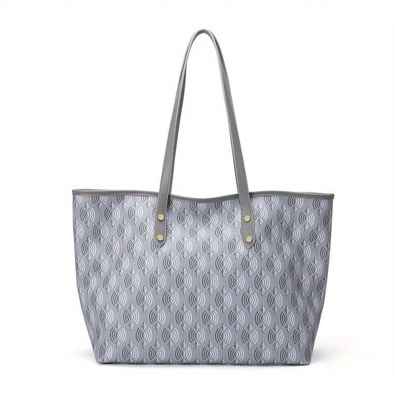 Geometric Pattern Tote Bag Large Capacity Shoulder Bag Classic Work Bag