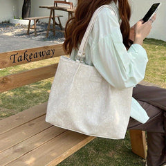 Large Capacity Tote Bag Minimalist PU Shoulder Bag Women's Casual Handbag