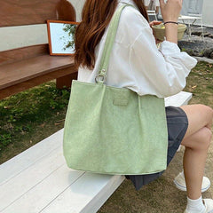 Large Capacity Tote Bag Minimalist PU Shoulder Bag Women's Casual Handbag
