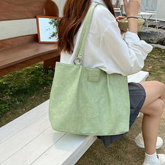 Large Capacity Tote Bag Minimalist PU Shoulder Bag Women's Casual Handbag