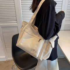 Canvas Shoulder Bag Large Capacity Tote Bag For Work School Travel