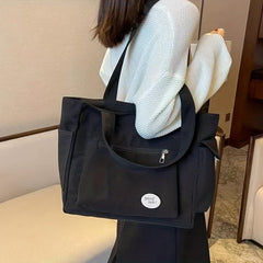 Canvas Shoulder Bag Large Capacity Tote Bag For Work School Travel
