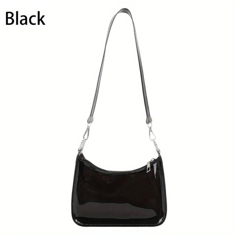 Clear PVC Shoulder Bag Waterproof Zipper Solid Jelly Bag
