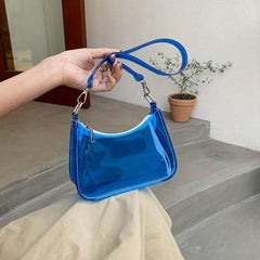 Clear PVC Shoulder Bag Waterproof Zipper Solid Jelly Bag