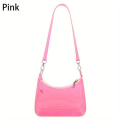 Clear PVC Shoulder Bag Waterproof Zipper Solid Jelly Bag
