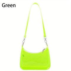 Clear PVC Shoulder Bag Waterproof Zipper Solid Jelly Bag