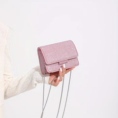 Glitter Chain Crossbody Bag Mini Square Shoulder Bag Coin Purse