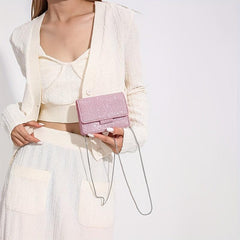 Glitter Chain Crossbody Bag Mini Square Shoulder Bag Coin Purse