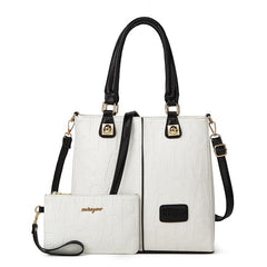 Letter Patch Decor Shoulder Bag Set - Women's Faux Leather Handbag & Clutch