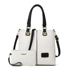 Letter Patch Decor Shoulder Bag Set - Women's Faux Leather Handbag & Clutch