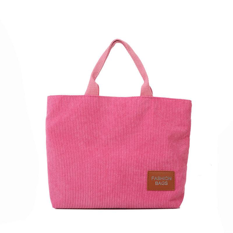 Corduroy Tote Bag Casual Shoulder Bag Reusable Shopping Bag