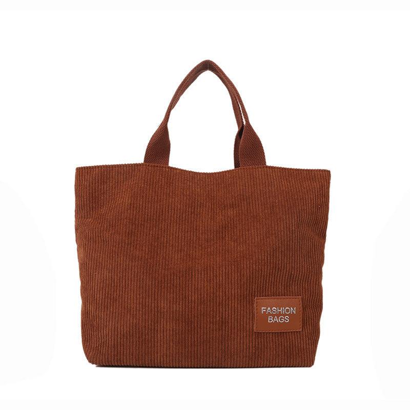 Corduroy Tote Bag Casual Shoulder Bag Reusable Shopping Bag