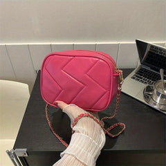 Solid Square Shoulder Chain Bag Zipper Purse