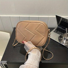 Solid Square Shoulder Chain Bag Zipper Purse