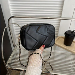 Solid Square Shoulder Chain Bag Zipper Purse