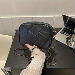 Solid Square Shoulder Chain Bag Zipper Purse