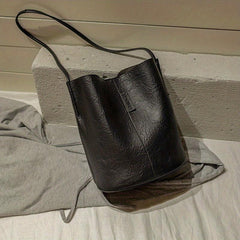 Vintage Textured Bucket Bag Small Shoulder Bag For Women