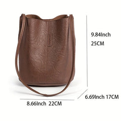 Vintage Textured Bucket Bag Small Shoulder Bag For Women