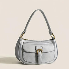 Minimalist Solid Underarm Bag Buckle Decor Baguette Bag