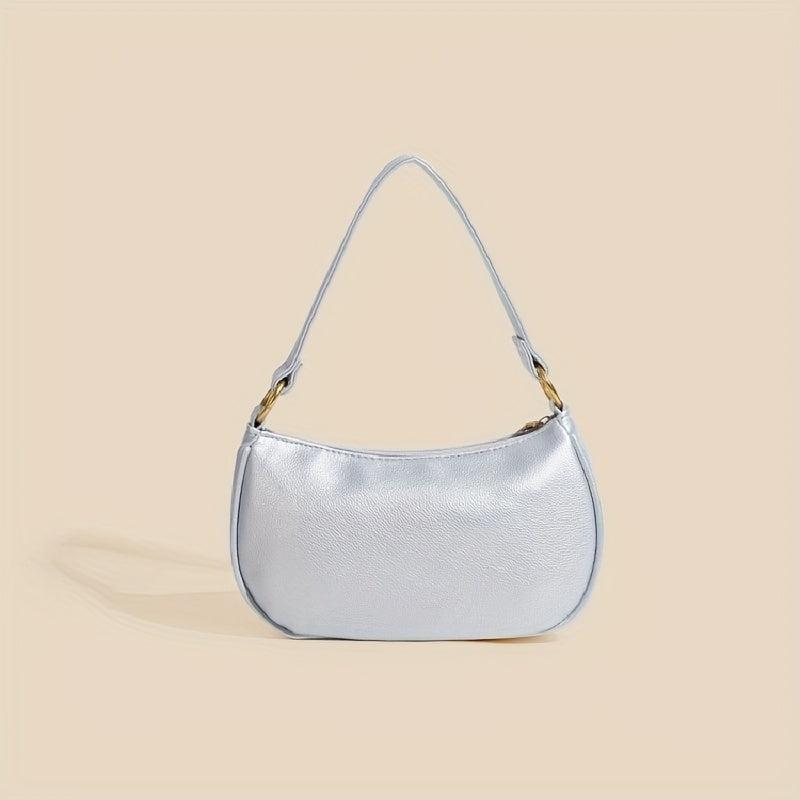 Minimalist Solid Underarm Bag Buckle Decor Baguette Bag