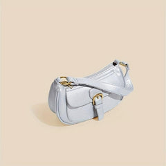 Minimalist Solid Underarm Bag Buckle Decor Baguette Bag