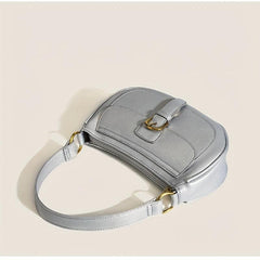 Minimalist Solid Underarm Bag Buckle Decor Baguette Bag