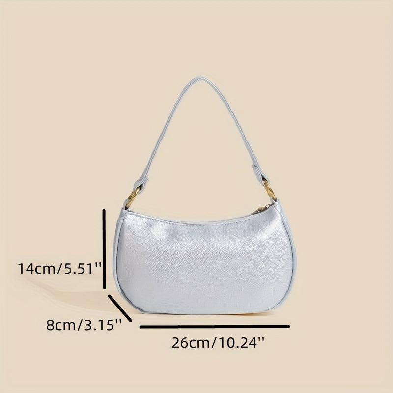 Minimalist Solid Underarm Bag Buckle Decor Baguette Bag