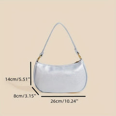 Minimalist Solid Underarm Bag Buckle Decor Baguette Bag
