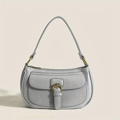 Minimalist Solid Underarm Bag Buckle Decor Baguette Bag