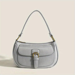 Minimalist Solid Underarm Bag Buckle Decor Baguette Bag