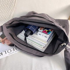 Retro Letter Print Canvas Tote Bag Large Capacity Crossbody Bag