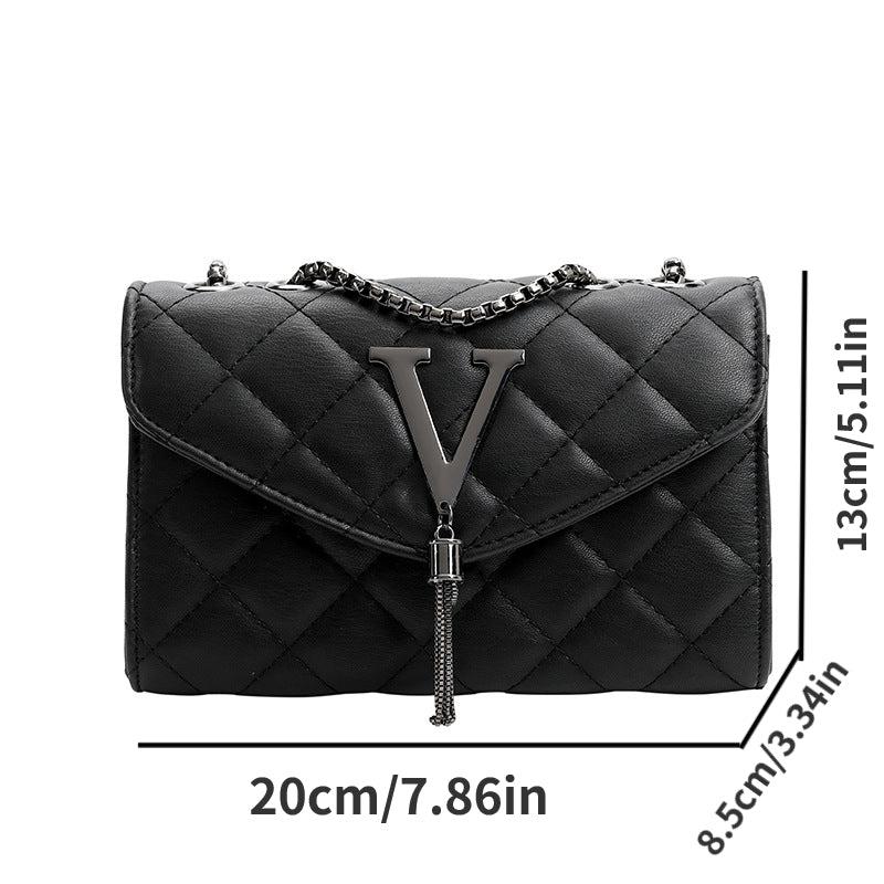 Quilted Tassel Decor Shoulder Bag Crossbody Handbag