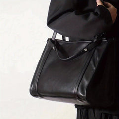 Solid Tote Bag Large Capacity Shoulder Bag PU Leather Laptop Handbag
